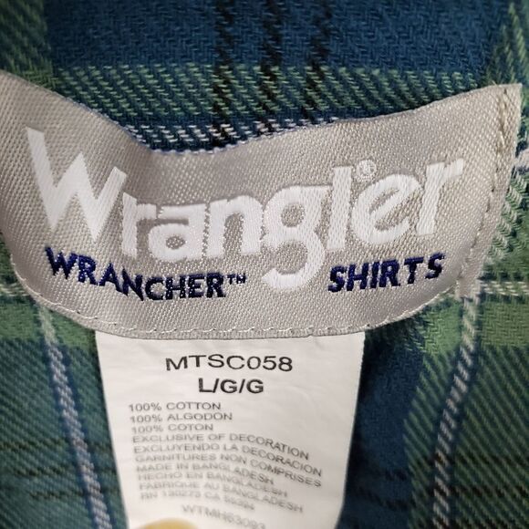 Wrangler plaid pearl button up shirt long sleeve - Picture 3 of 5